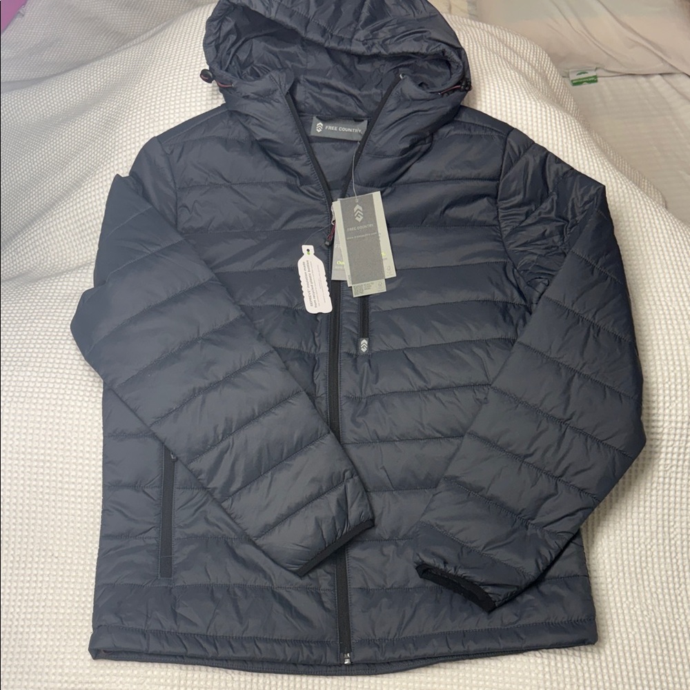 Free Country Charcoal Grey Hooded Puffer Jacket - Small (NWT)
